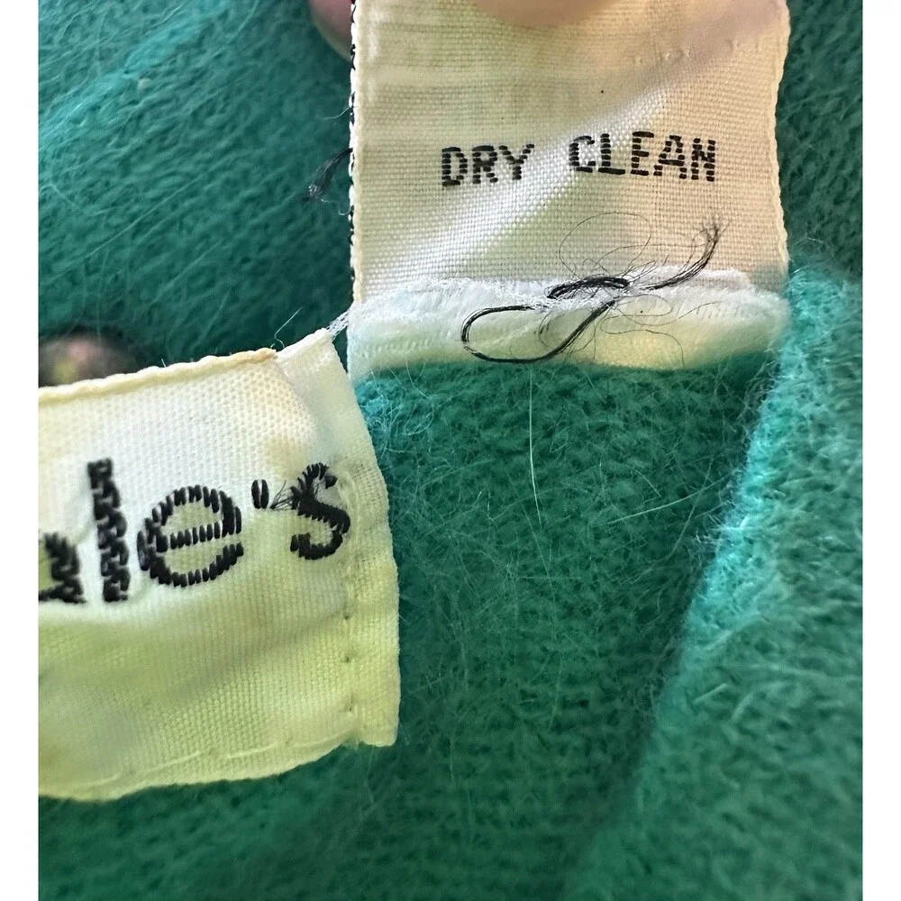 VTG Bloomingdale's y.e.s. Green Lambswool Angora Rabbit Nylon Blend‎ Sweater MED